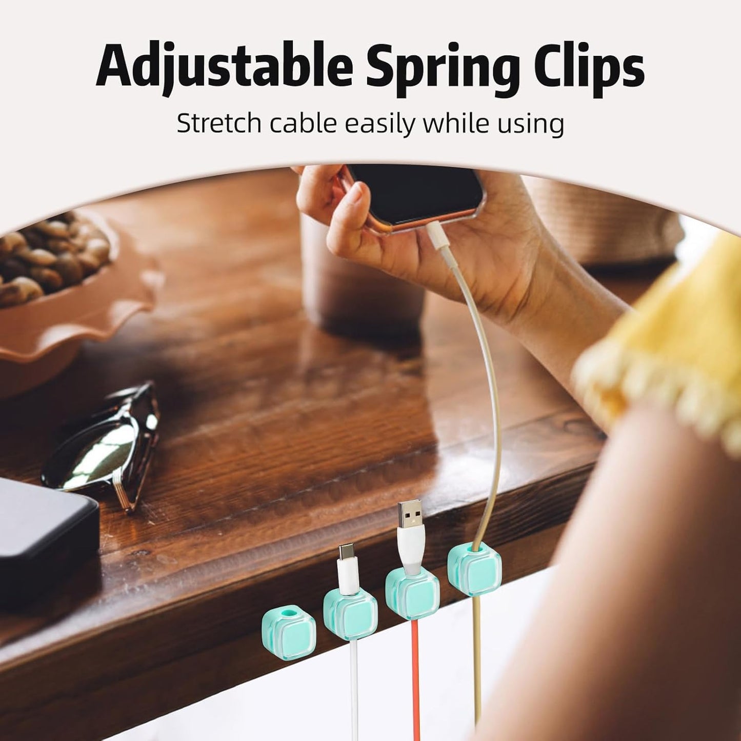 Magnetic Cable Clips Cord Organizer Holder, 6 Pack Adhesive Wire Holder Keeper Organizer USB Charging Cable Storage Holder for Home Office Phone Car Wall Desktop Nightstand Kitchen (Black)