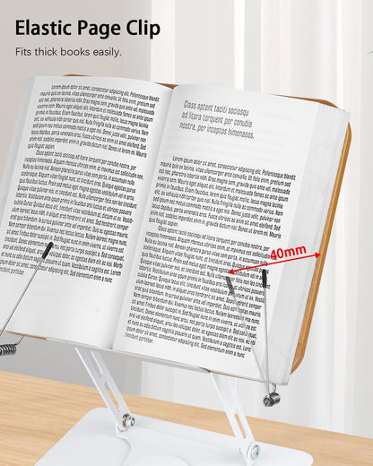 Honagu Book Stand for Reading, Adjustable Book Holder with 360 Degree Rotating Base & Page Clips, Hands Free Foldable Desktop Cookbook Stand for Sheet Music, Laptop, Recipe, Textbook (Acrylic)