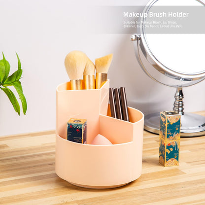 Desk Pencil Pen Holder, 3 Slots 360-Degree Spinning Organizers, Desktop Storage Stationery Supplies, Cute Cup Pot for Office, School, Art Supply, Kids - White
