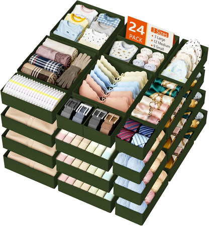 DIMJ Drawer Organizer Clothes - 20 Pack Closet Drawer Organizer Bins for Baby Clothes Storage, Fabric Dresser Organizer for Nursery Bedroom, Foldable Small Drawer Dividers for Underwear Socks