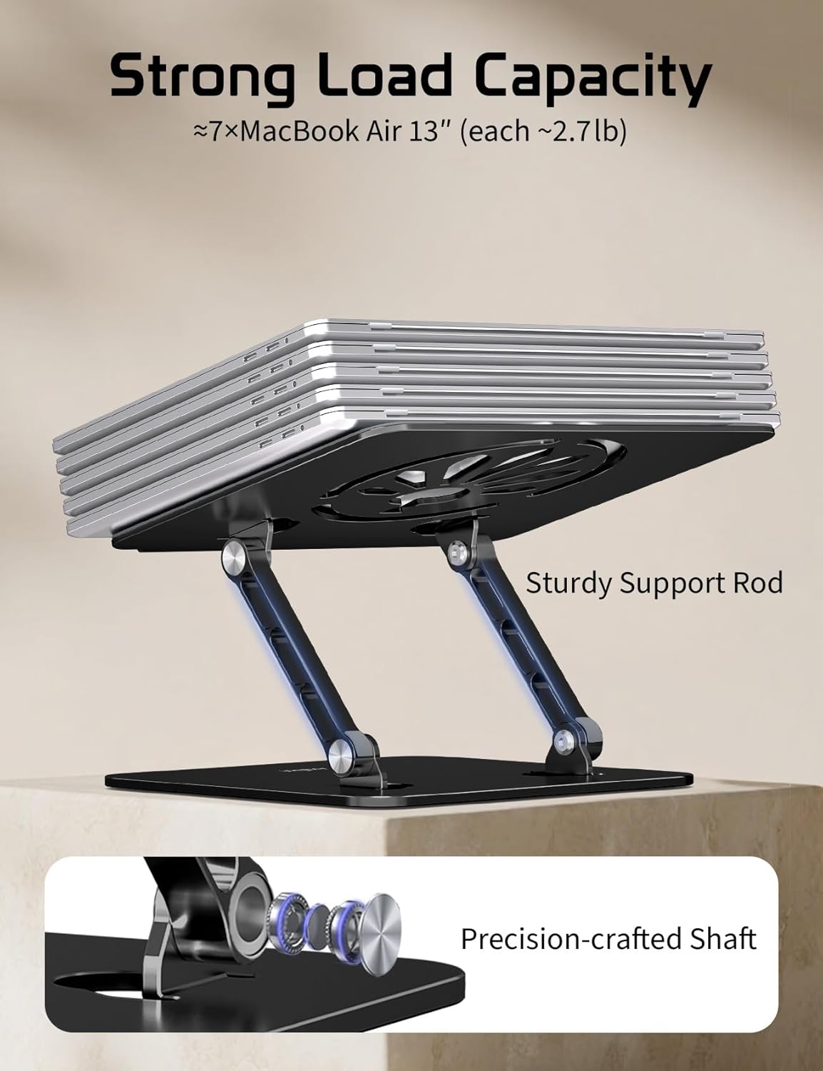 Aluminum Laptop Stand for Desk – Adjustable Ergonomic Laptop Riser, Foldable & Portable Holder Fit for MacBook & 10"-16" Laptops for Office, Home & Travel,Purple