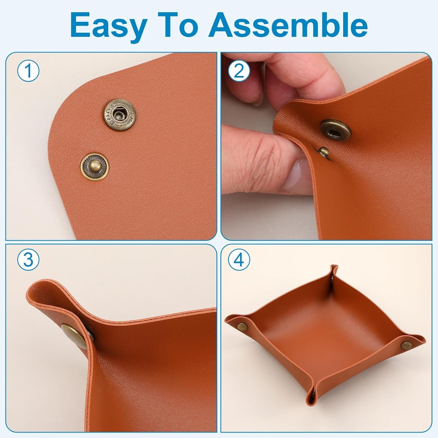 JIEYAO 24 Pcs PU Leather Valet Trays, Foldable Key Jewelry Catchall Tray Portable Travel Dish Plate for Entryway Desk Bedside Wallet Watch Coin Multicolor