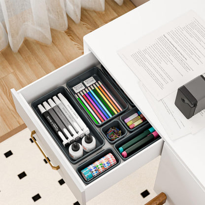 BYCY Office Drawer Organizers Bins Junk Drawer Organizers Tray Storage Dividers for Office Desk Dress Makeup (13pcs 2Size)