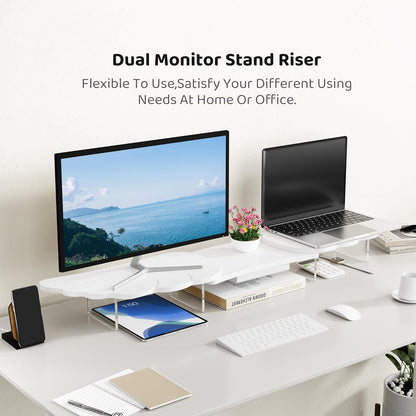 AFOOYO Monitor Stand Riser,31.5-Inch LED Light Wood Computer Monitor Stand with Adjustable Acrylic Legs,Desk Accessories Desktop Organizer Stand for, Computer,Laptop,Printer,PC TV Screen Riser,Black