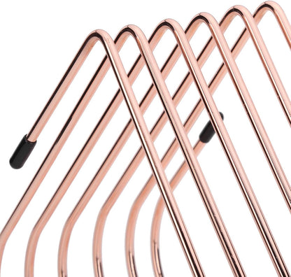 Watris Veiyi Files Folder Stand, Desktop Iron Storage Rack, Book Record Holder, Desktop Album Storage Rack, Vinyl Record Stand Holder, 5 Slot Heart Shaped File Holder for Desk (Rose Gold)