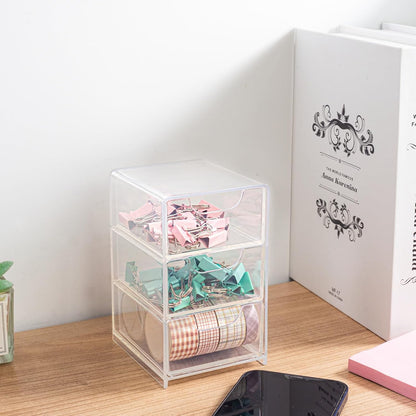Small Desk Organizer with Drawer, Desktop Organization for Office Supplies, Jewelry Storage Box