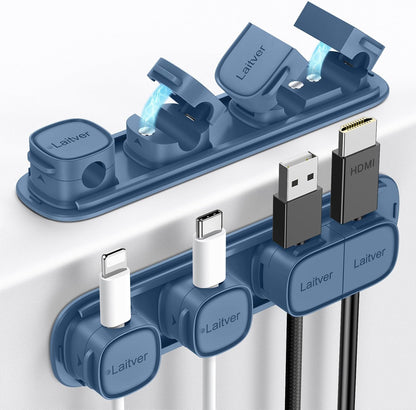 6 Pack Magnetic Cable Clips [1s Open/Lock], Laitver Cord Organizer Holder Strong Adhesive Desk Cable Management- Organize Charging Cords Neatly for Home, Office, Car,Desk, Nightstand