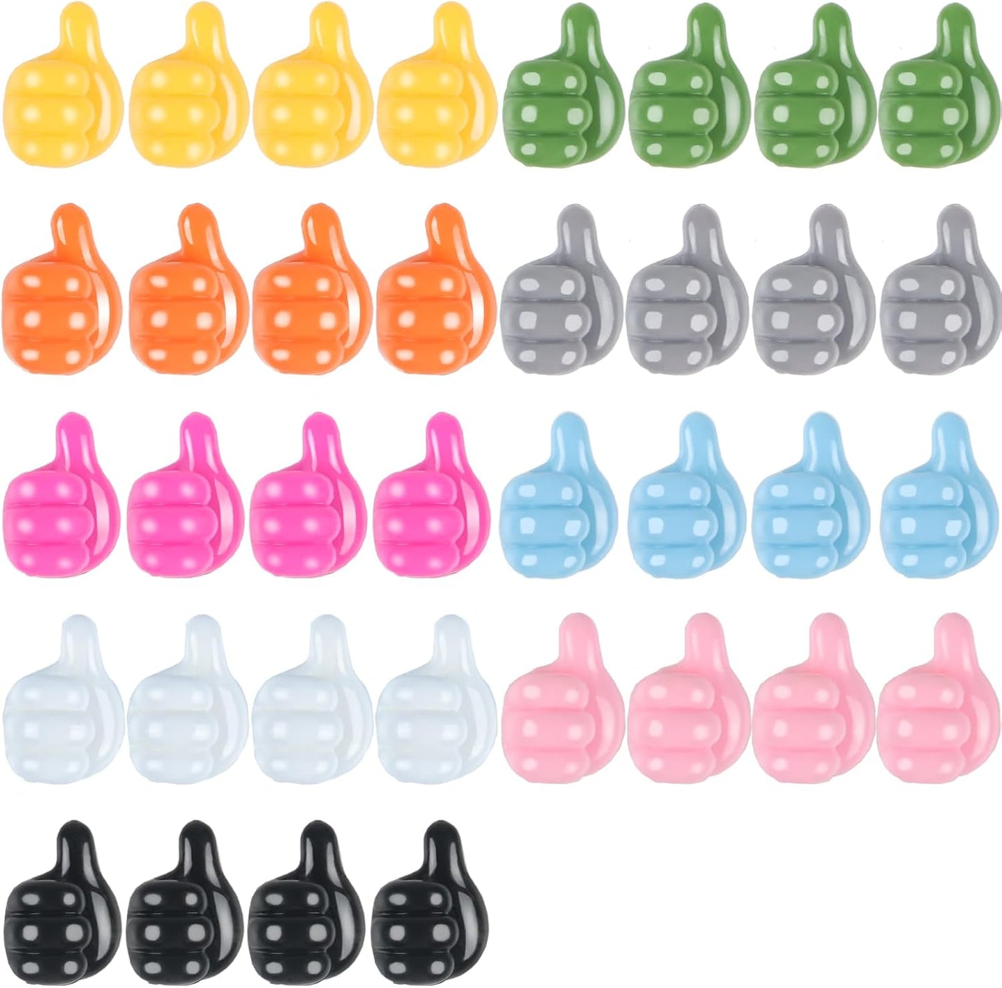 36 Pcs Pencil Holder for Desk Kids, Self Adhesive Adhesive Cable Clips, Silicone Thumbs Up Outdoor Command Hooks for Cords, Wall, Keys