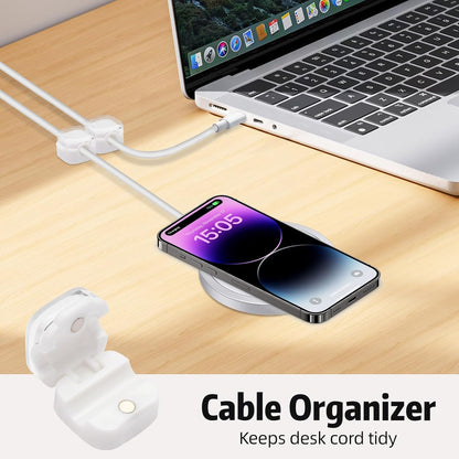 Magnetic Cable Clips Cord Organizer Holder, 6 Pack Adhesive Wire Holder Keeper Organizer USB Charging Cable Storage Holder for Home Office Phone Car Wall Desktop Nightstand Kitchen (Black)