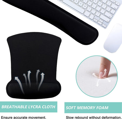 Keyboard Wrist Rest Pad Mouse Pad with Wrist Support Set of 3, Gaming Mousepad with Non-Slip Rubber Base, Ergonomic Memory Foam Mouse Cushion Support for Home Office Laptop Computer, Navy Blue