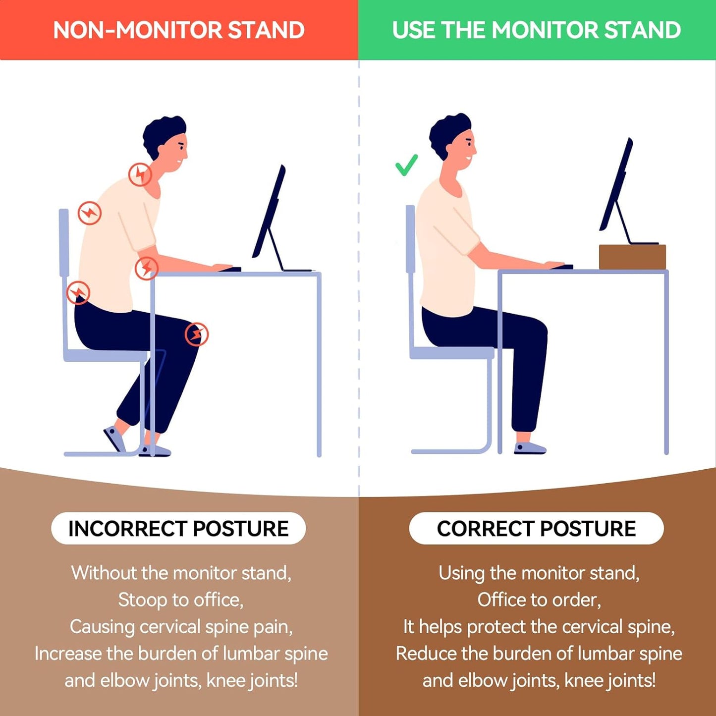 KIRIGEN Monitor Stand Wooden - Desk Stand Wood for Computer/Laptop/TV Printer - Monitor Arms & Stands Desk Riser for Office Desktop Workspace Organizers Platforms Stands (39,Dark Brown)