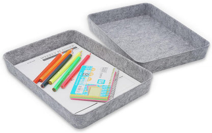 Welaxy 2-piece Office desk drawer organizer tray letter-size documents A4 paper book file Folder Holder storage bins (Orange + Green)