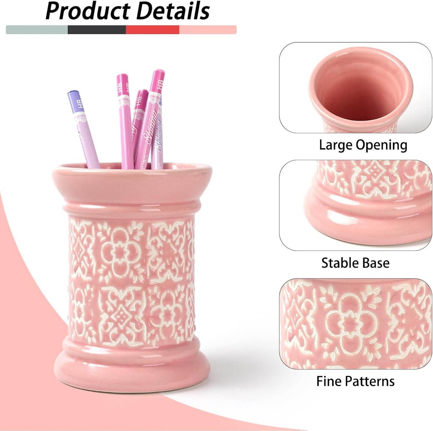 Ceramic Cactus Pen Holder, Cactus Decor Cute Pencil Holder, Makeup Brush Holder for Home, Office Desk Accessories(Dark Green)