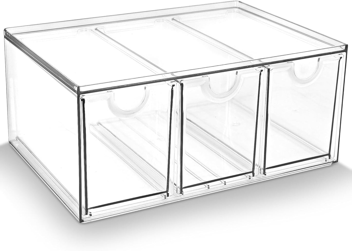 Prsildan Acrylic Makeup Organizer, 2 Pack Stackable Storage Drawers with 6 Drawers for Office Desk Vanity Craft Room Clear Drawer Organizers for Hair Accessories Art Supplies Cosmetics Modular System