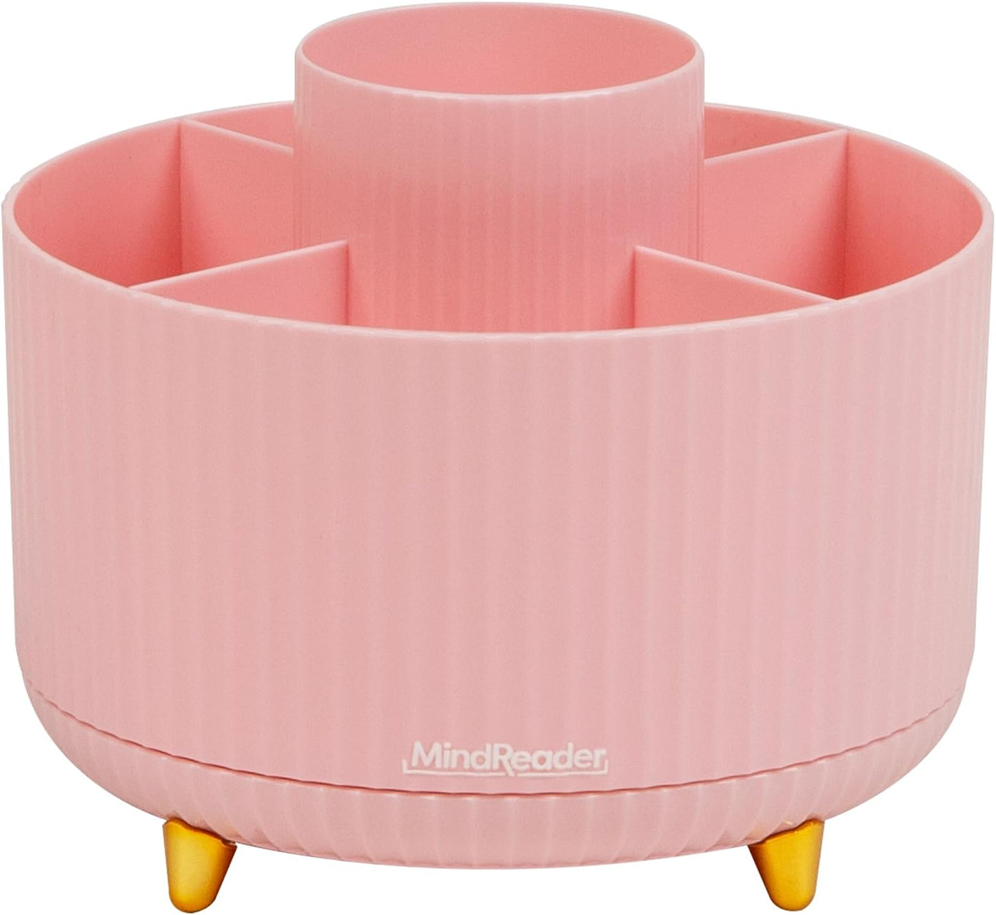 Mind Reader Rotating Pen Cup, Accessory Holder, Desktop Organization, Office, Plastic, 5.75" L x 5.75" W x 4.75" H, Pink