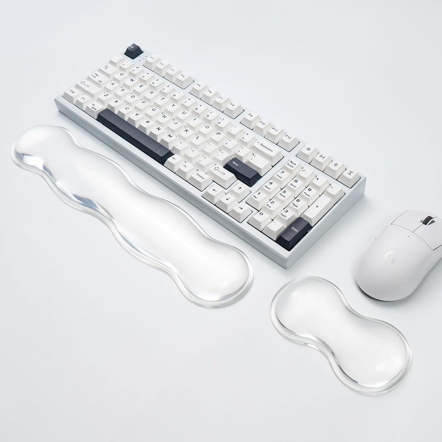 Ergonomic Gel Keyboard and Mouse Wrist Rest Set – Clear Wrist Rest for Computer Keyboard 60%/68%/75%, Comfort & Support for Typing and Gaming (Grey Purple)