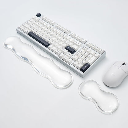 Ergonomic Gel Keyboard and Mouse Wrist Rest Set – Clear Wrist Rest for Computer Keyboard 60%/68%/75%, Comfort & Support for Typing and Gaming (Grey Purple)