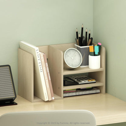 Furinno Classic Desk Organizers and Accessories, 2-Tier Monitor Riser, Office Organization, Desk Top Book Shelf, for Office Supplies, Office Desk Accessories, Dark Espresso