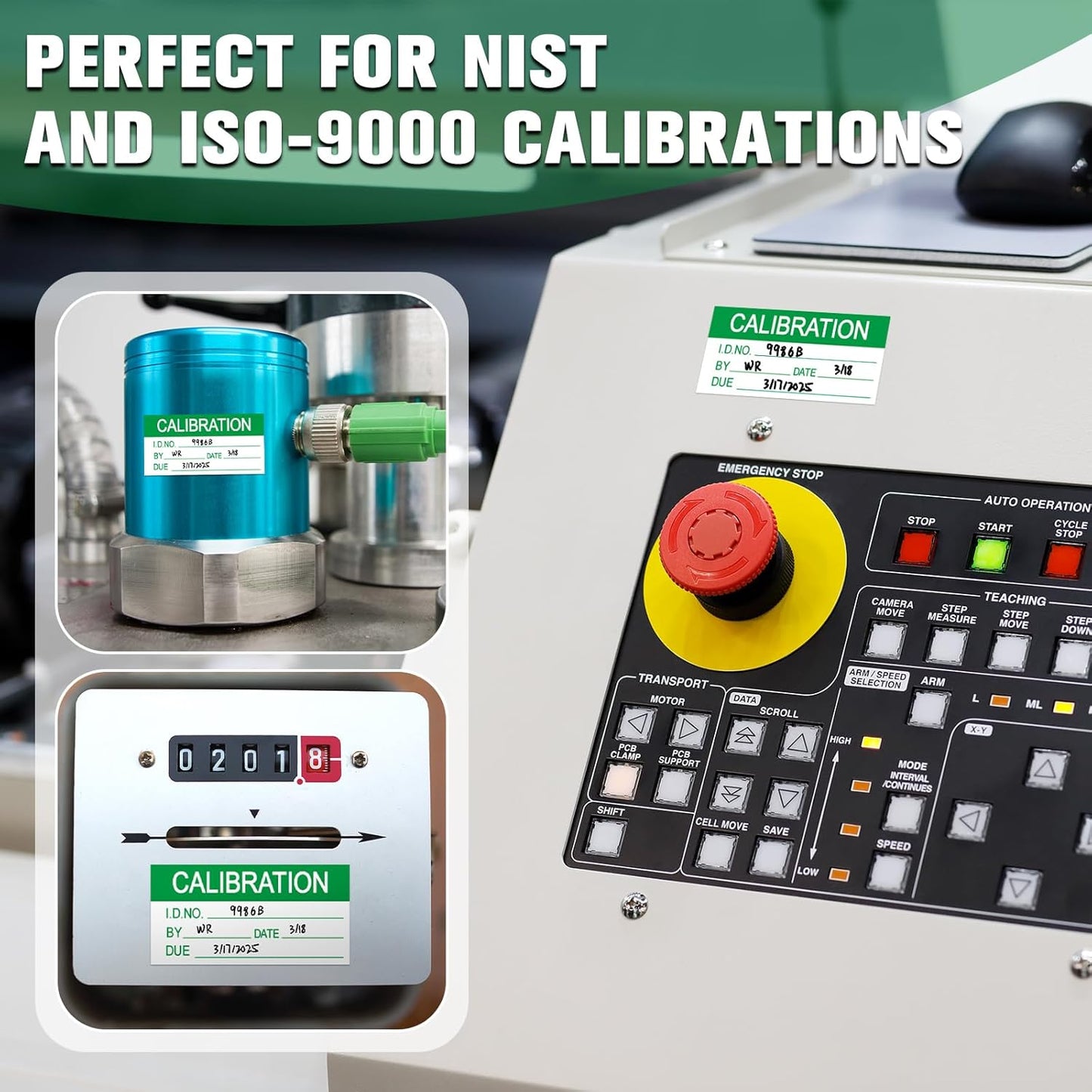 Harloon 210 Pcs Mini Self Laminating Calibration Labels 1.5"x0.625" Waterproof Adhesive Stickers with Clear Flap for Nist and Iso-900 Calibrations, Inventory, Quality Control Organization