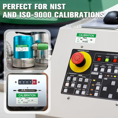 Harloon 210 Pcs Mini Self Laminating Calibration Labels 1.5"x0.625" Waterproof Adhesive Stickers with Clear Flap for Nist and Iso-900 Calibrations, Inventory, Quality Control Organization