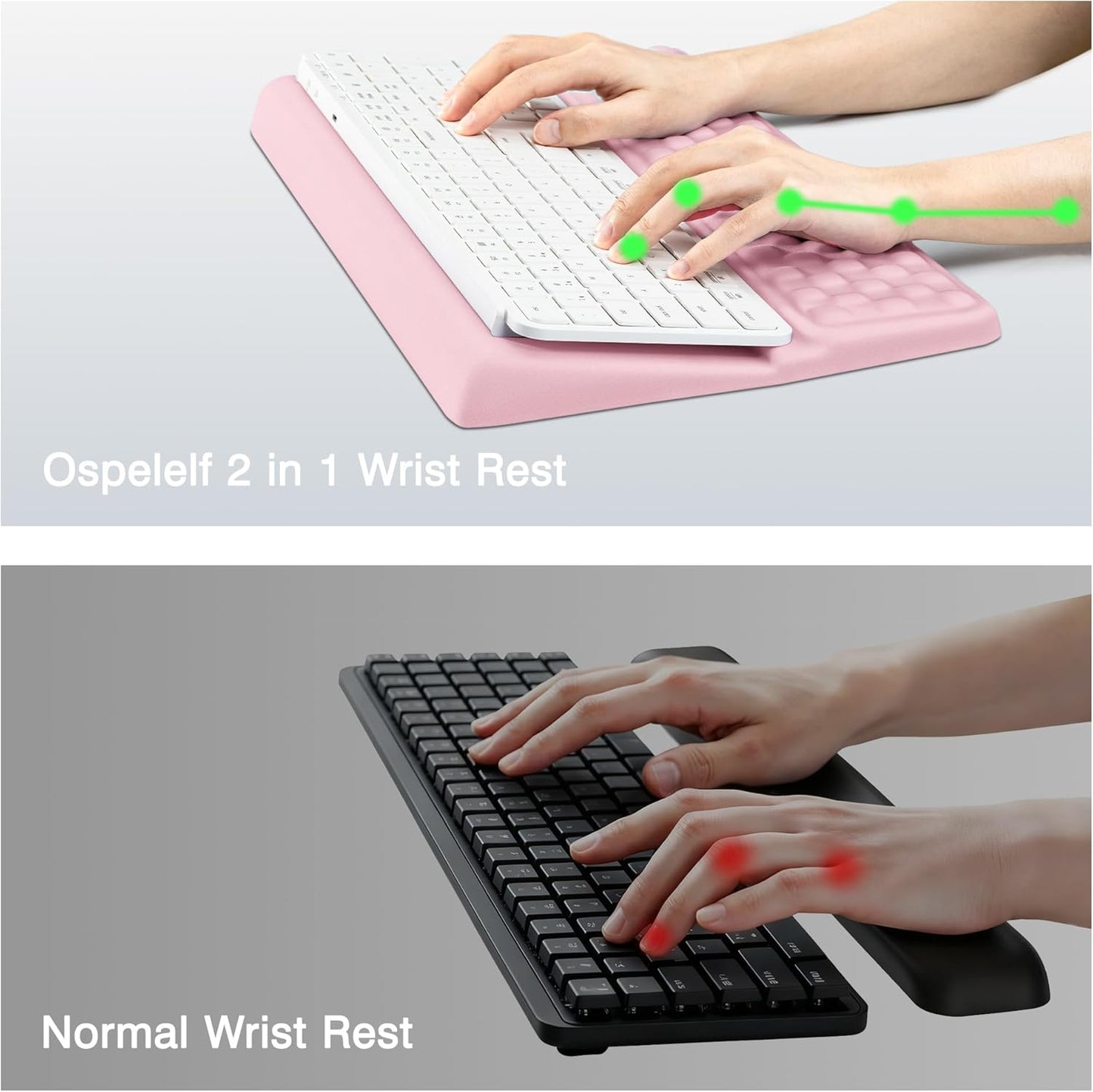 Ospelelf Keyboard Wrist Rest, Comfortable Ergonomic Keyboard Stand Riser Holder for Office Home