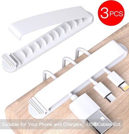pzoz Cable Clips, 3 Pack Cord Organizer Charger Cable Management for Organizing Home Office Desk Phone Car Wire, Self Adhesive Cord Holders (Black)
