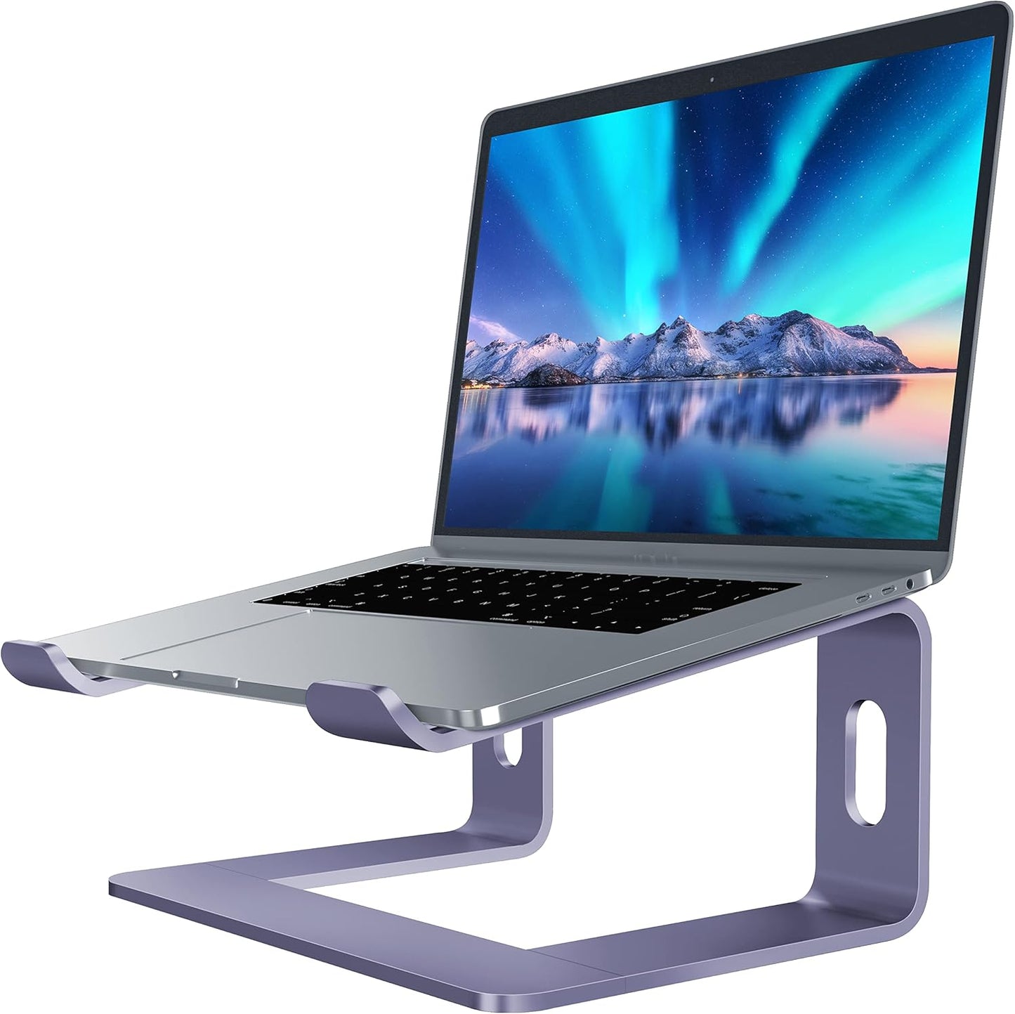 SOUNDANCE Laptop Stand, Aluminum Computer Riser, Ergonomic Laptops Elevator for Desk, Metal Holder Compatible with 10 to 15.6 Inches Notebook Computer, Silver