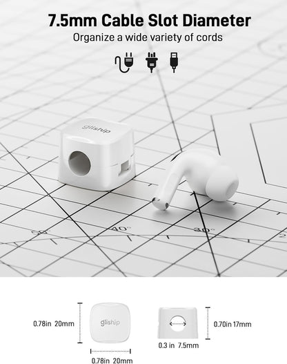 6-Pack Magnetic Cable Clips - Cell Phone Cord Holder for Nightstand, Mini Cube Cord Holder with 6 Extra Strong Adhesive Pads, USB Cable Magnetic Clip for Office Desk Home