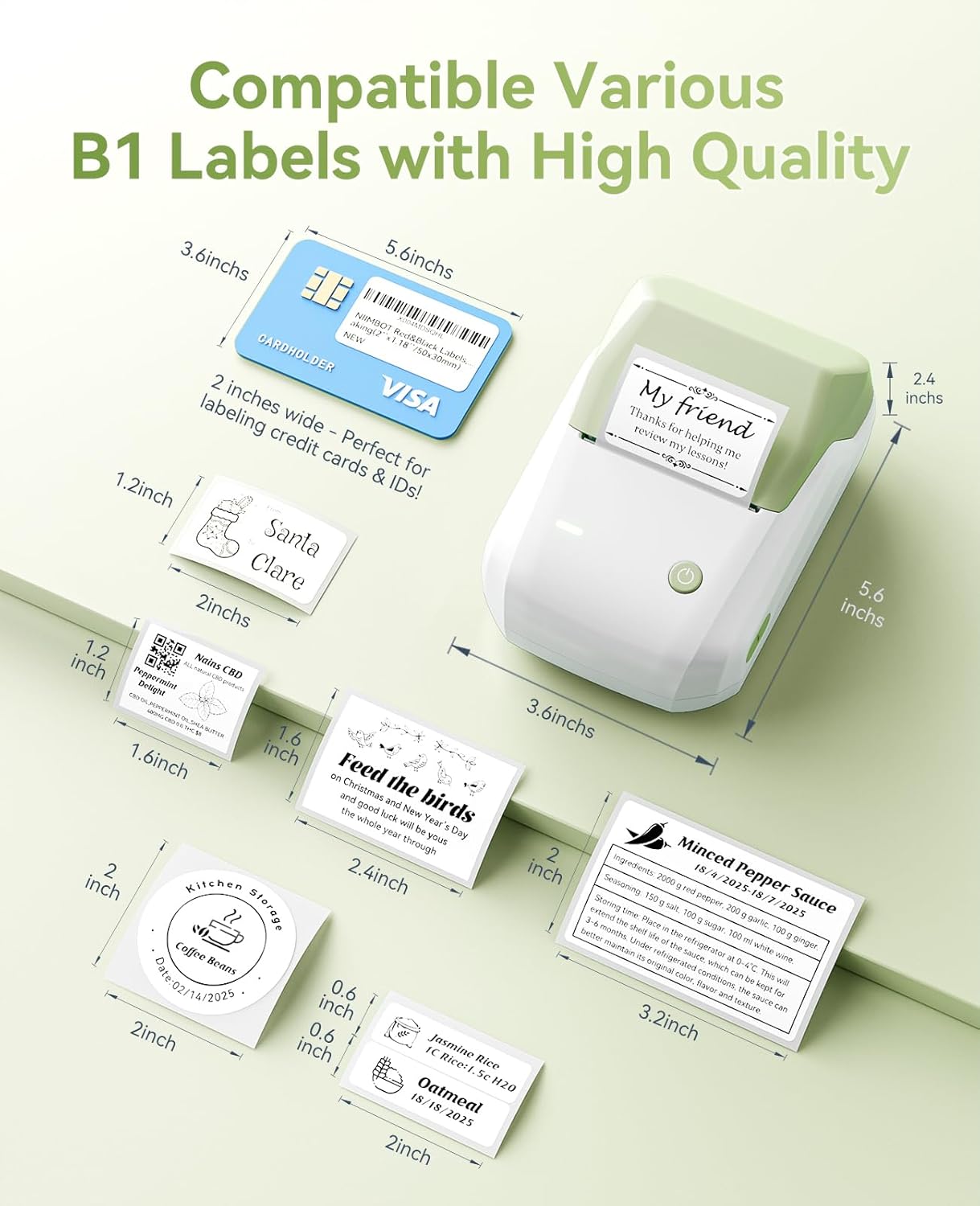 NIIMBOT B1 Label Maker Machine, Thermal Label Printer Easy to Use for Office, Home, Business, Came with 1 Roll White Label(Blue)
