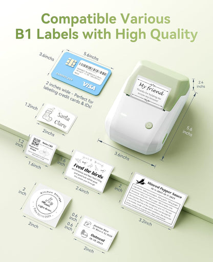 NIIMBOT B1 Label Maker Machine, Thermal Label Printer Easy to Use for Office, Home, Business, Came with 1 Roll White Label(Blue)