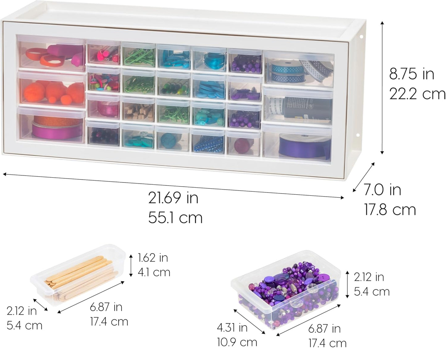 IRIS USA Small Parts Storage Cabinet, Made in USA, 64-Drawer Organizer Chest for Hardware, Screws, Nuts & Bolts, Charms, Beads, Craft Supplies, Scrapbook & Hobby Storage, Teacher Toolbox – White