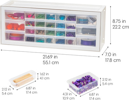 IRIS USA Small Parts Storage Cabinet, Made in USA, 64-Drawer Organizer Chest for Hardware, Screws, Nuts & Bolts, Charms, Beads, Craft Supplies, Scrapbook & Hobby Storage, Teacher Toolbox – White