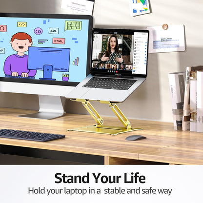 Urmust Laptop Notebook Stand Holder Adjustable Laptop Stand Portable Computer Riser Compatible with MacBook Air Pro HP Dell XPS Lenovo All Laptops 10-15.6"(Rose Gold)