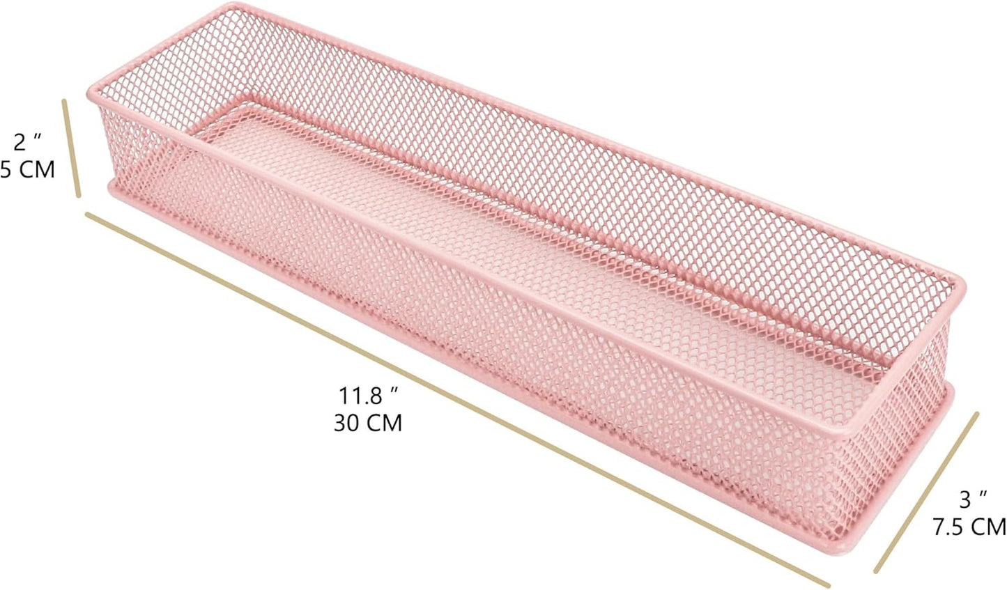 Annova Stackable Mesh Drawer Cabinet and Shelf Organizer Bins Storage Basket School Office Supply Holder Tray- Set of 2 (Gold, 3x3x2 Inch)