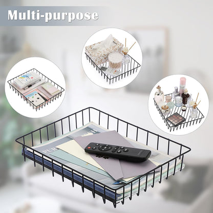 BTSKY Multipurpose A4 File Tray Wire Desk Tray Organizer Elegant Letter Size Desk Documents Trays Magazine Files Storage Basket Organizer Bin for Office Cosmetics Bathroom(Rose Gold)