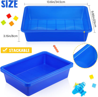 Hoteam 10 Pcs Flat Storage Organizer Tray Bin Paper Tray for Classroom Plastic Stackable File Organizer for School Office Teacher Book Organization(Clear,13.78 x 9.84 x 3.15 Inch)
