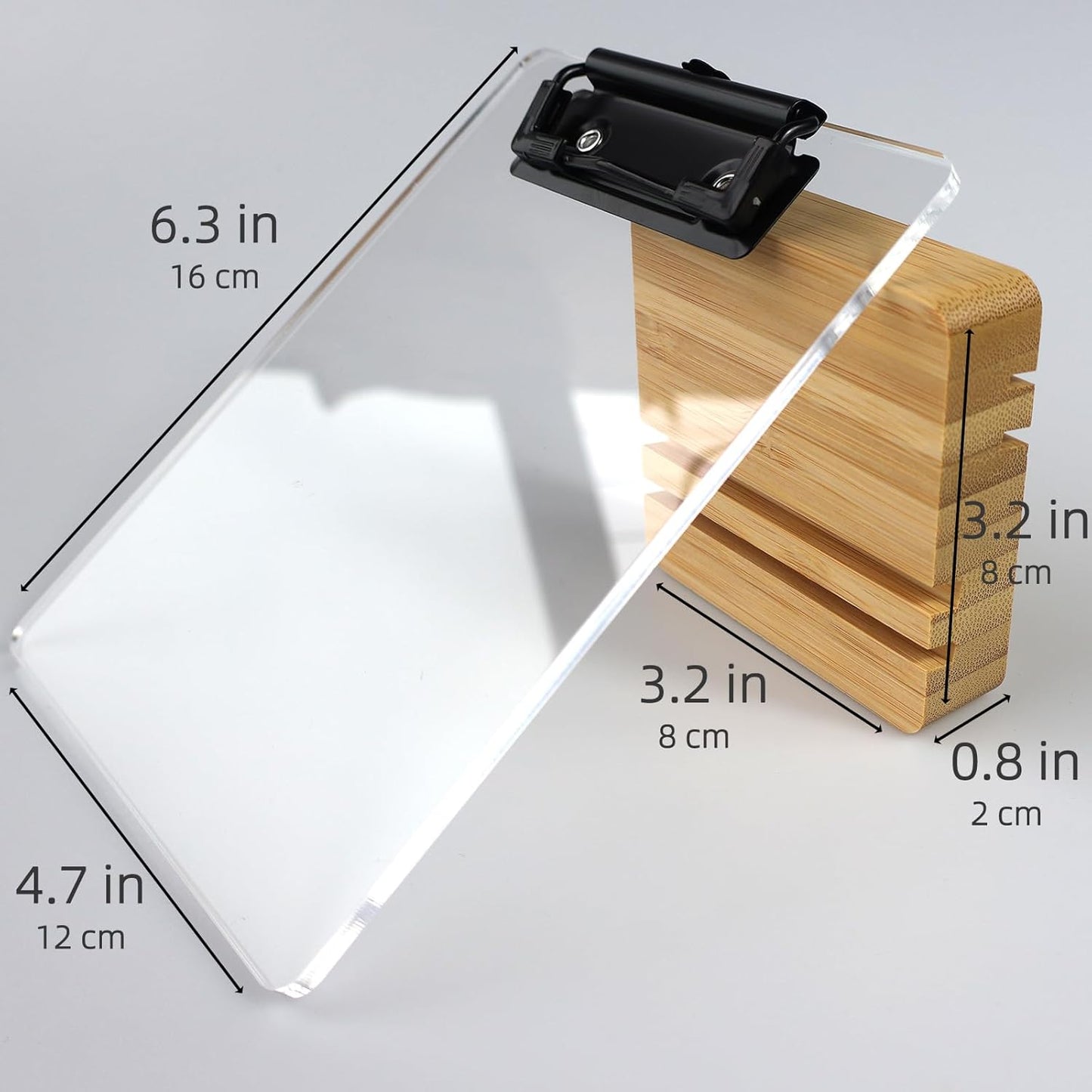 A5 Half Letter Clipboard with Stand,Clear Acrylic Freestanding Memo Size Clipboards,Document Typing Paper Stand,Menu Display Board,Receipt Holder (6"×9")