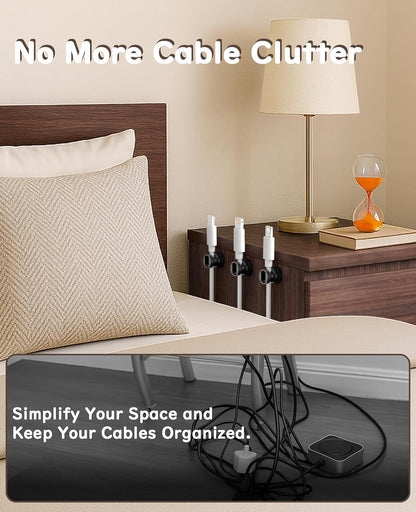 Maveek Metal Magnetic Cord Holder, Magnet Cable Clips Stainless Steel Adjustable Cord Organizers for Desk Nightstand Car Office Charging Wires USB C Laptop Earphone Audio Cords (4 Pack)