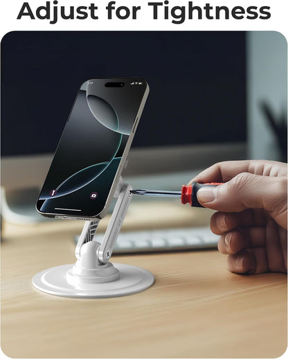 COOPER Mag360, Desktop MagSafe Stand for iPhone 17 Pro Max (16/15/14/13/12), Magnetic Phone Holder for Desk, 360° Rotating, Height Adjustable, Magnetic Phone Stand for Desk, with Metal Ring (Black)