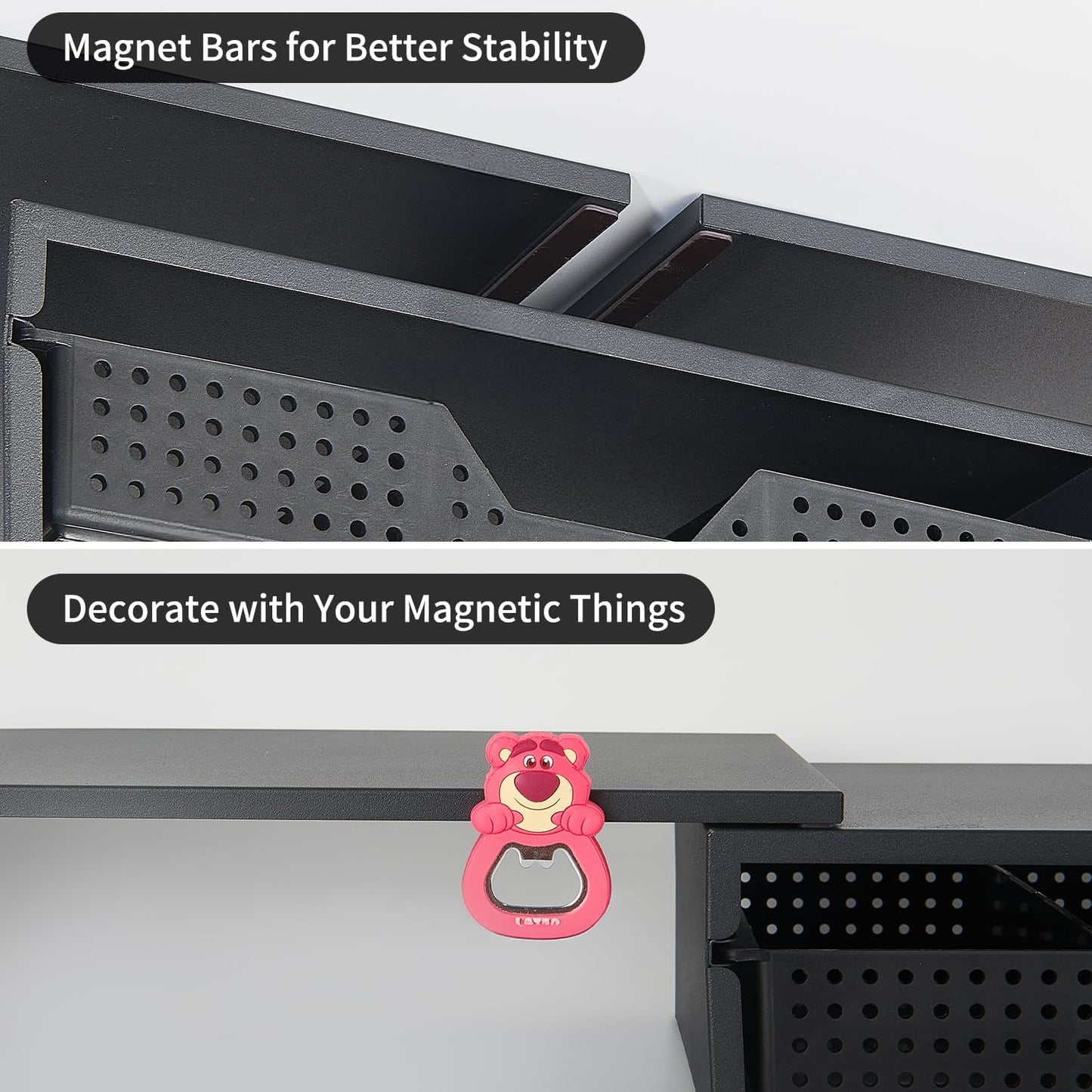 LEKETREE Dual Monitor Stand Riser with Drawer, Desk Organizer and Accessories, Pink Monitor Stand for Desk, Desktop Stand for Computer, Laptop, TV and More (Pink)
