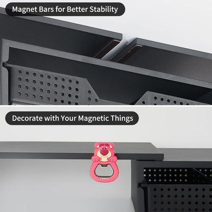 LEKETREE Dual Monitor Stand Riser with Drawer, Desk Organizer and Accessories, Pink Monitor Stand for Desk, Desktop Stand for Computer, Laptop, TV and More (Pink)