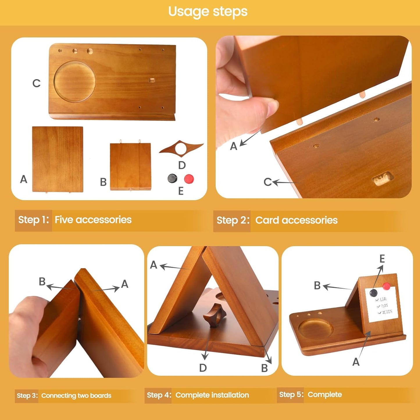 Wood Desktop Book Stand for Reading Rest Birthday and Mothers Day Gifts, Book Page Holder Thumb Bookmark,Magnet Couple Photo or Note, Book Accessories, Triangle Book Nook with Cup for Book Lovers