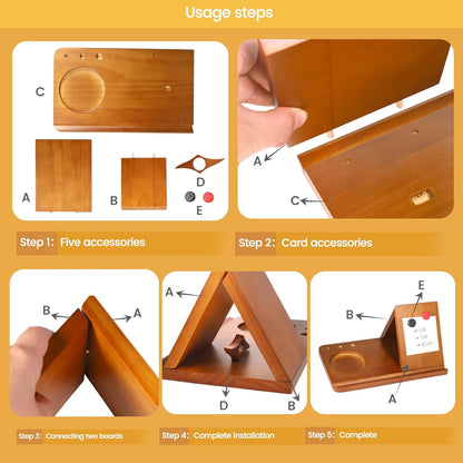 Wood Desktop Book Stand for Reading Rest Birthday and Mothers Day Gifts, Book Page Holder Thumb Bookmark,Magnet Couple Photo or Note, Book Accessories, Triangle Book Nook with Cup for Book Lovers
