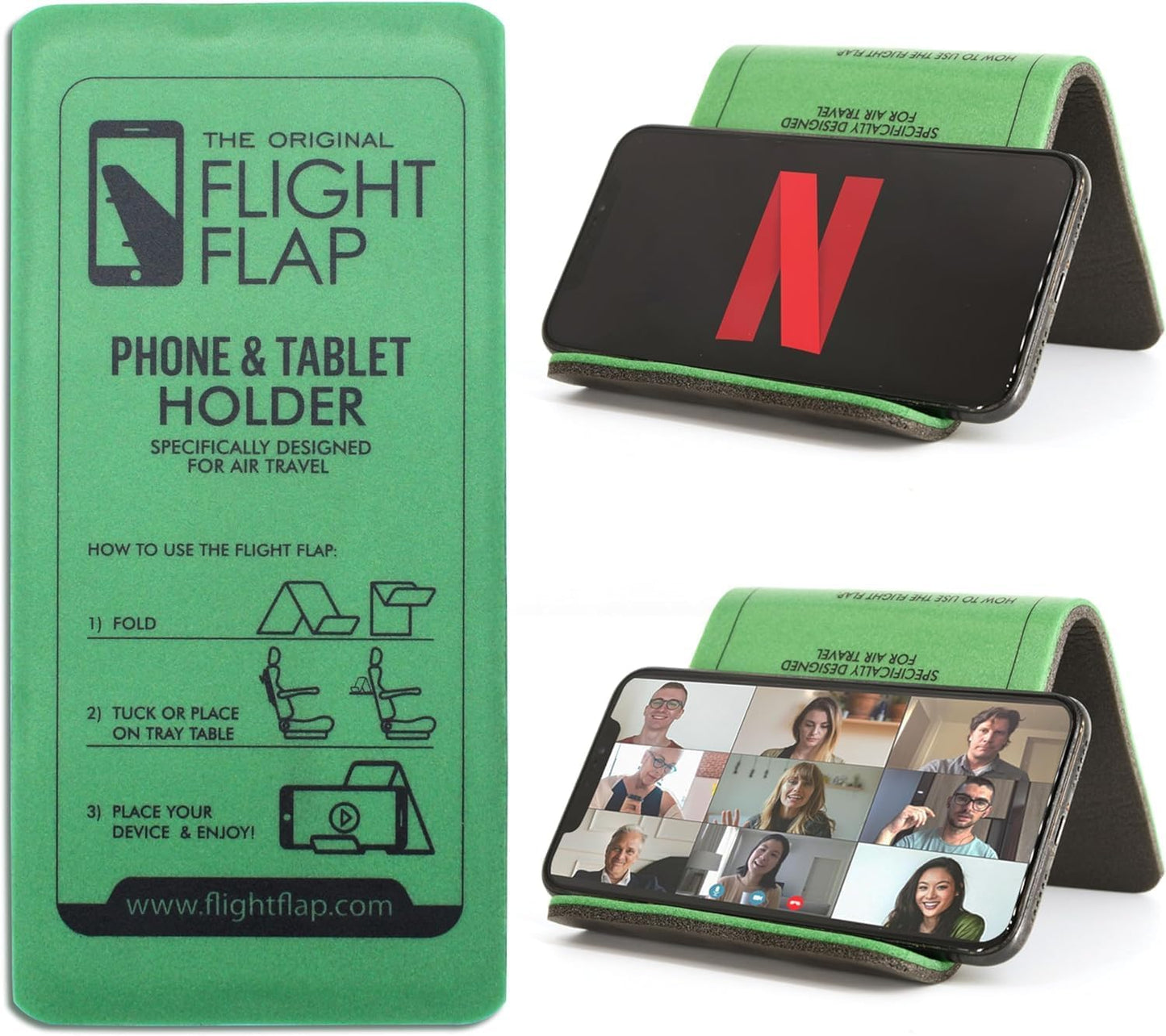 Flight Flap Airplane Phone Holder, Flexible Cell Phone Holder, Folding Cellphone Stand for Desk, Bed, Office, Treadmill - Airplane Gadgets for Long Travel Accessories - Plane Essentials (Silicone)