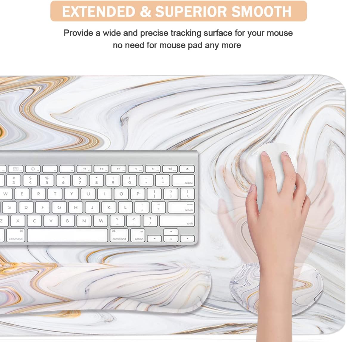 4-in-1 Large Mouse Pad, Keyboard Wrist Rest Pad & Wrist Support Mousepad Set, Extended Desk Pad Waterproof Desk Mat for Home Office Study Game
