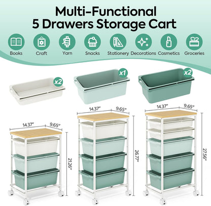 Rolling Storage Cart with 3 Drawers, Craft Organizer, Wooden Tabletop Utility Cart for Bedroom, Children's Room and Office Organization, Under Desk Trolley with Lockable Wheels,White
