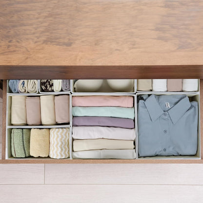 Fordonral 12 Pack Drawer Organizer Clothes, Foldable Fabric Dresser Organizer Closet Organizers and Storage Box for Underwear,Folded Clothes,Baby Clothing,Socks,Bra,Towels,Ties(12 Pack,Gray)