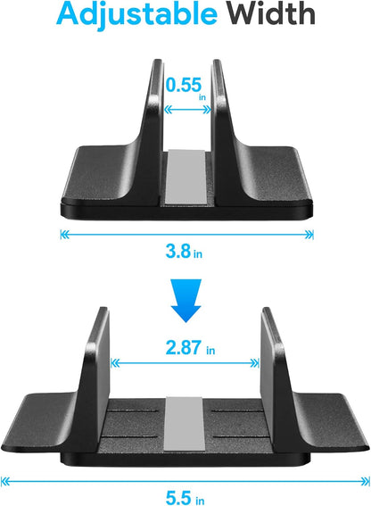 JARLINK Vertical Laptop Stand, Aluminum Laptop Holder Desktop Stand with Adjustable Dock Size (up to 17.3 inches) Compatible with All MacBook/Surface/Dell/Gaming Laptops (Silver)