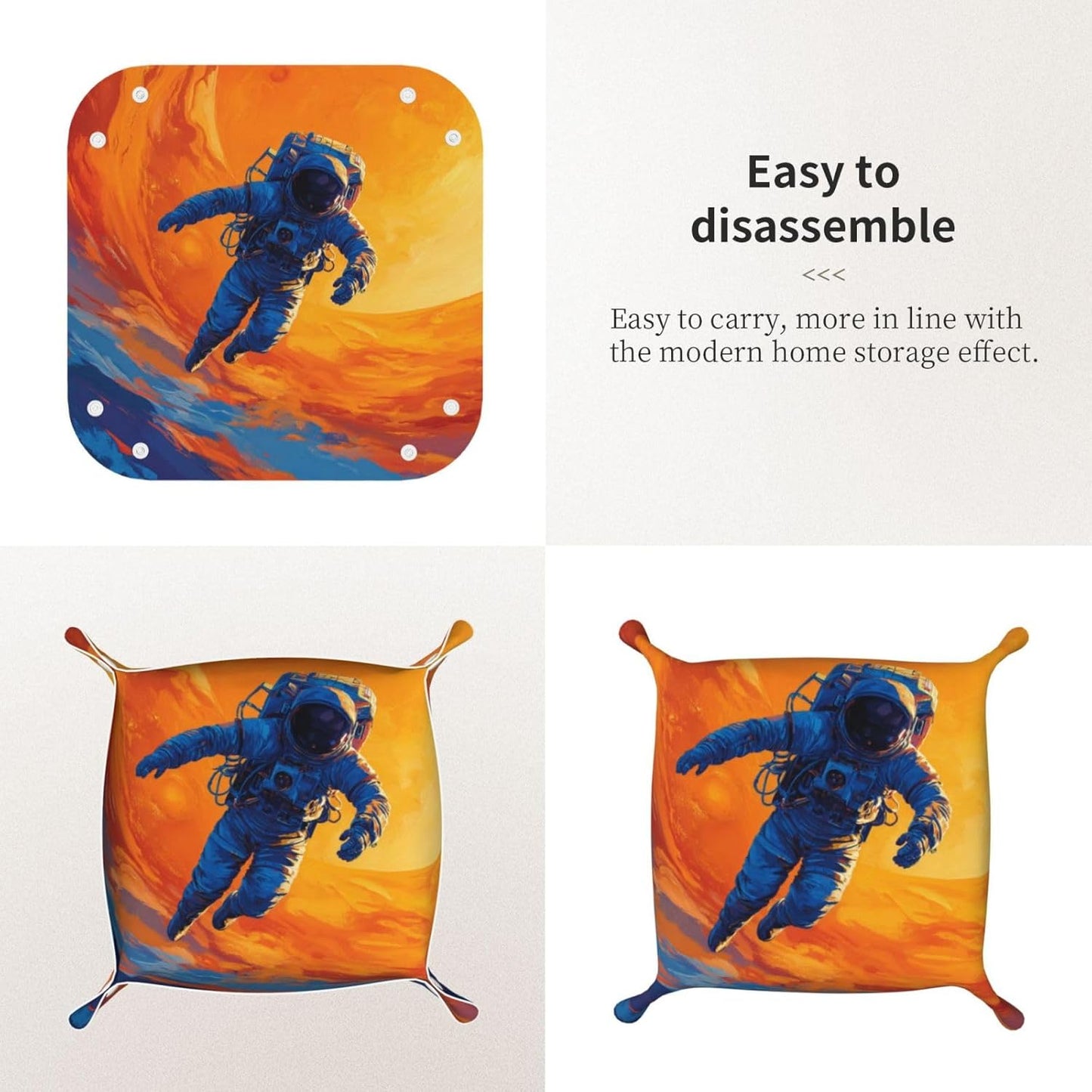 Astronaut In The Space Valet Tray Leather Portable Tray Desktop Storage Organizer Bedside For Men Women Jewelry Keys Coin Candy Sundries