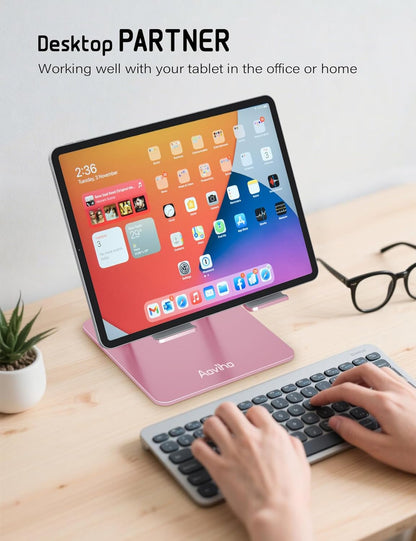 Aoviho Tablet Stand Holder for Desk, Adjustable Desktop Tablet Holder, Foldable Aluminum Tablet Mount for iPad pro 12.9, iPad Air Mini, Samsung Galaxy Tabs Z Fold Kindle Fire 4-12 inch Purple
